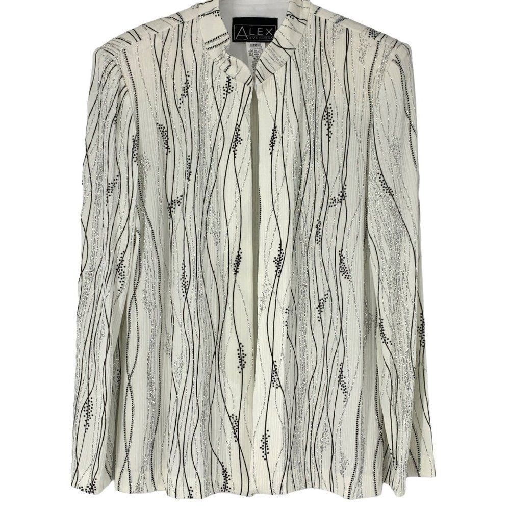 Allex Evenings Blazer Jacket Cover Size 12 Metalic Wedding Special Event 3669